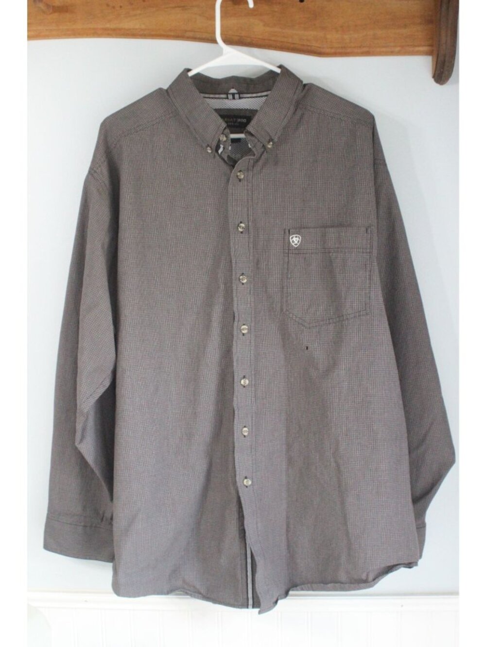 Ariat Pro Series Mens XXL Long Sleeve Button-Up Shirt Brown Plaid
